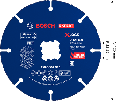 Bosch EXPERT daudzmateriālu karbīda griešanas disks 125 mm.
